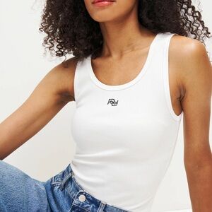 Reformation Erina Knit Tank Logo White - Size XS
